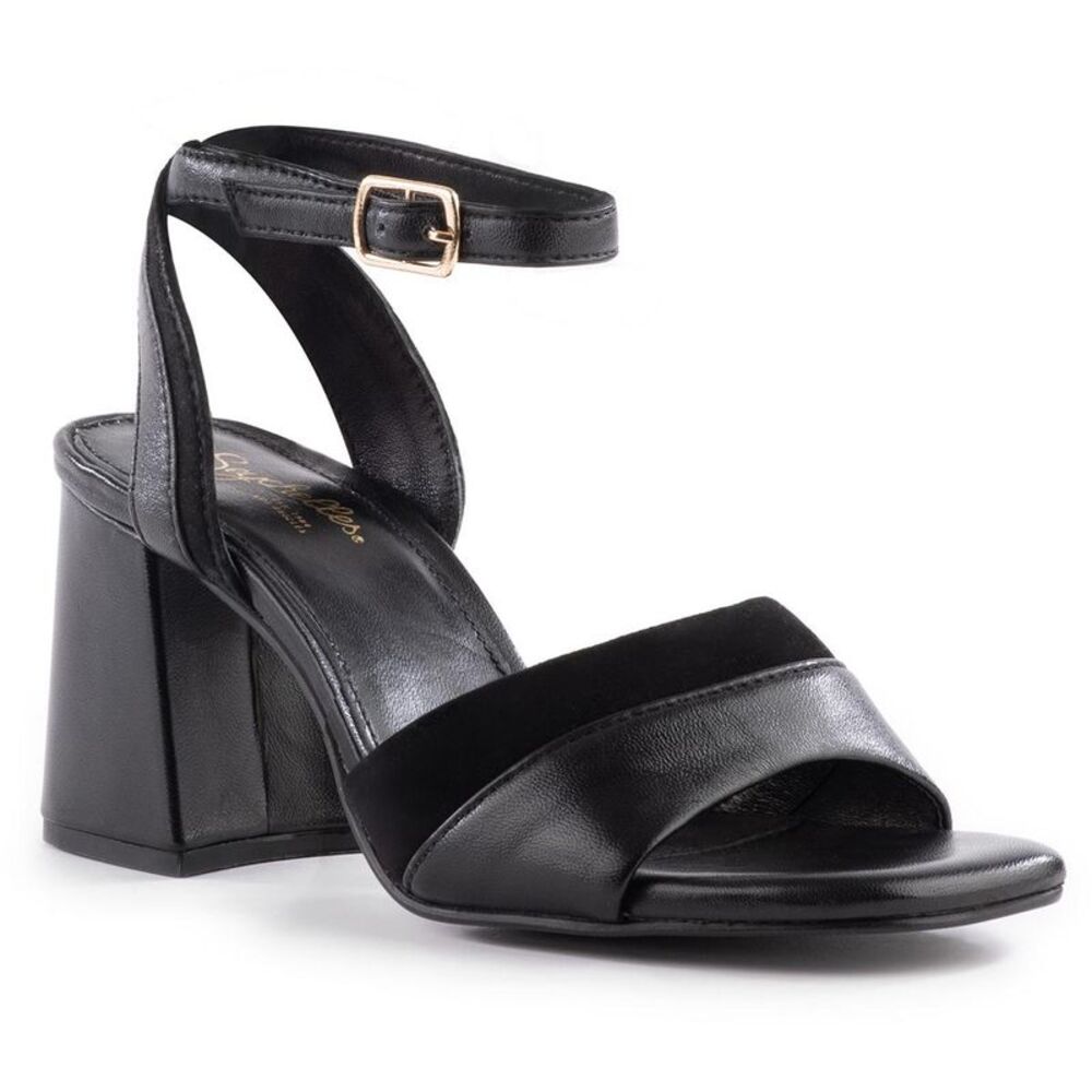 Seychelles Womens Altar Black Mixed Media Leather Block Heel Shoes New